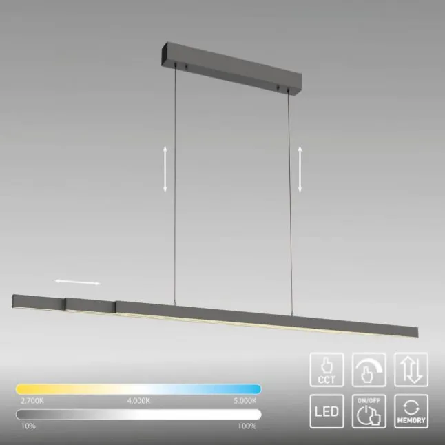 LED Pendelleuchte mit Comfort Lift, anthrazit, höhenverstellbar, ausziehbar