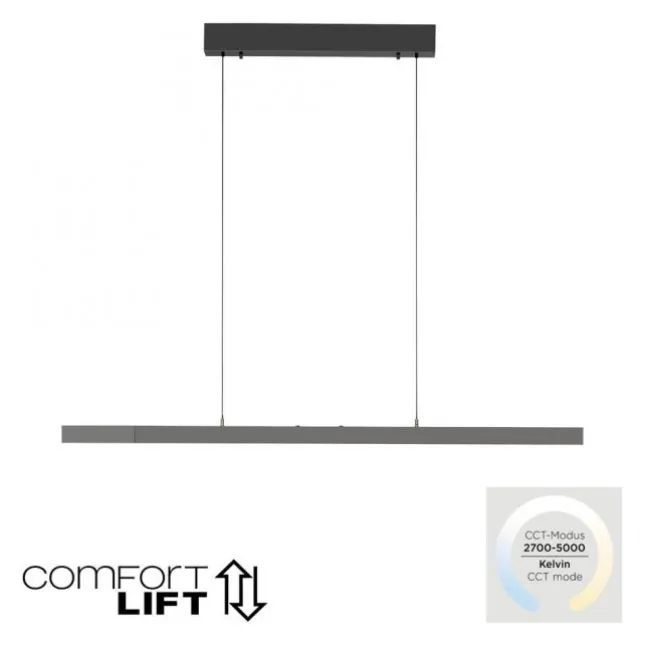LED Pendelleuchte mit Comfort Lift, anthrazit, höhenverstellbar, ausziehbar