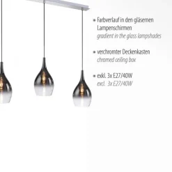 LED Pendelleuchte mit Farbverlauf anthrazit nach weiß 3 flammig Esszimmmer