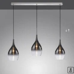 LED Pendelleuchte mit Farbverlauf anthrazit nach weiß 3 flammig Esszimmmer