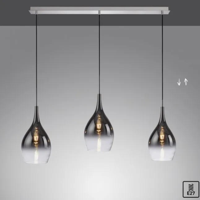 LED Pendelleuchte mit Farbverlauf anthrazit nach weiß 3 flammig Esszimmmer