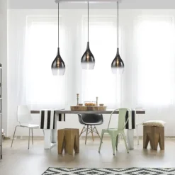 LED Pendelleuchte mit Farbverlauf anthrazit nach weiß 3 flammig Esszimmmer