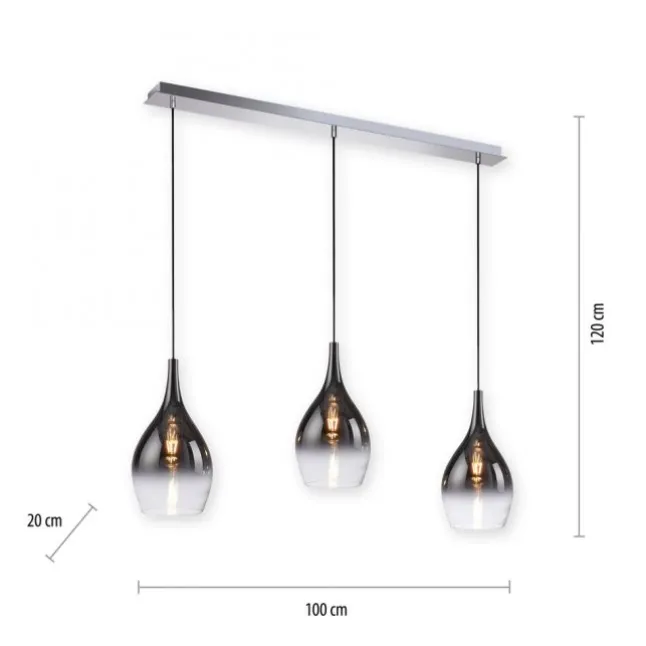 LED Pendelleuchte mit Farbverlauf anthrazit nach weiß 3 flammig Esszimmmer
