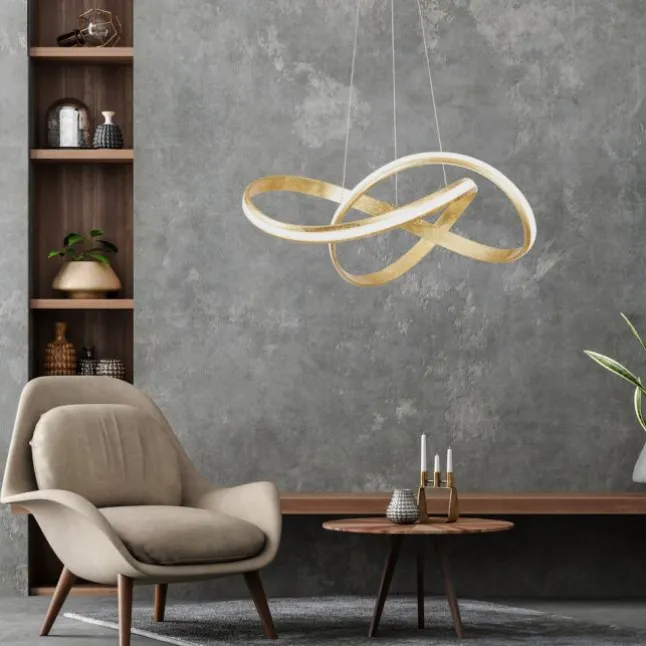 LED-Pendelleuchte, modern, Design, Wellenform, 57x57cm