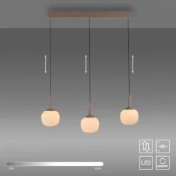LED Pendelleuchte NAMI, sandfarben, länglich, dimmbar, Comfort-Lift, Memoryfunktion