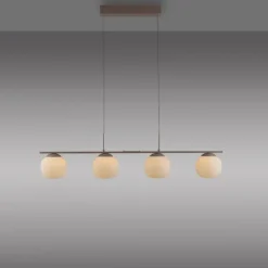 LED Pendelleuchte NAMI, sandfarben, 4-flammig, dimmbar, Opalglas