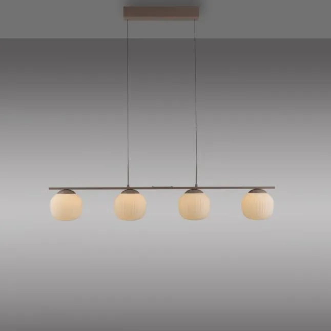 LED Pendelleuchte NAMI, sandfarben, 4-flammig, dimmbar, Opalglas