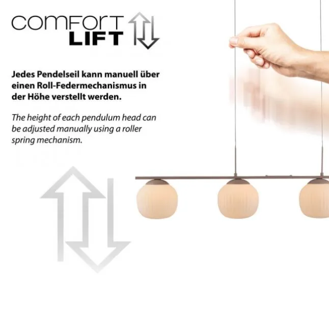 LED Pendelleuchte NAMI, sandfarben, 4-flammig, dimmbar, Opalglas