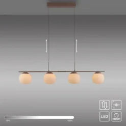 LED Pendelleuchte NAMI, sandfarben, 4-flammig, dimmbar, Opalglas