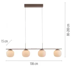 LED Pendelleuchte NAMI, sandfarben, 4-flammig, dimmbar, Opalglas