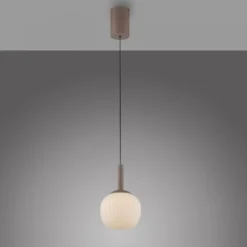 LED Pendelleuchte NAMI, sandfarben, Comfort-Lift, Memoryfunktion, Opalglas