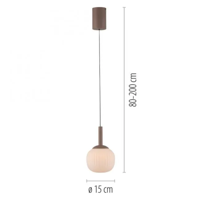 LED Pendelleuchte NAMI, sandfarben, Comfort-Lift, Memoryfunktion, Opalglas