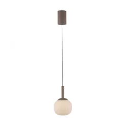 LED Pendelleuchte NAMI, sandfarben, Comfort-Lift, Memoryfunktion, Opalglas