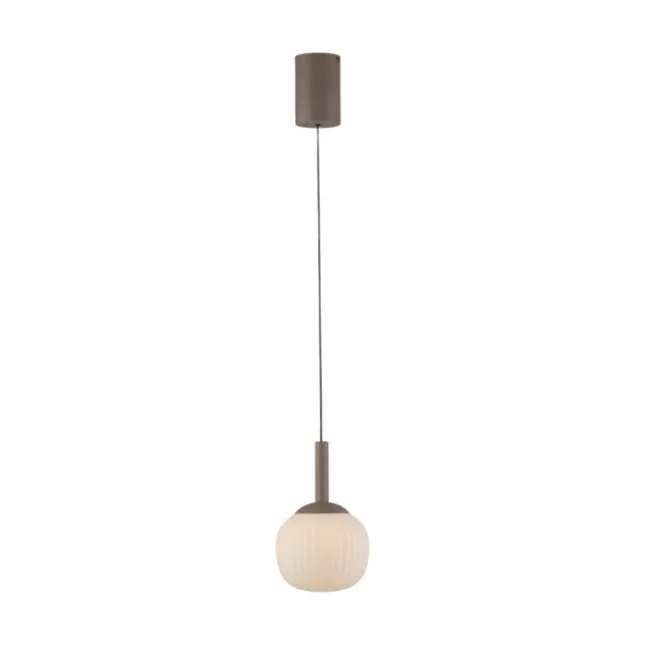 LED Pendelleuchte NAMI, sandfarben, Comfort-Lift, Memoryfunktion, Opalglas