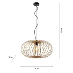 LED Pendelleuchte Naturholz 1 flammig ellipsenförmig Hängelampe