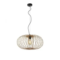 LED Pendelleuchte Naturholz 1 flammig ellipsenförmig Hängelampe