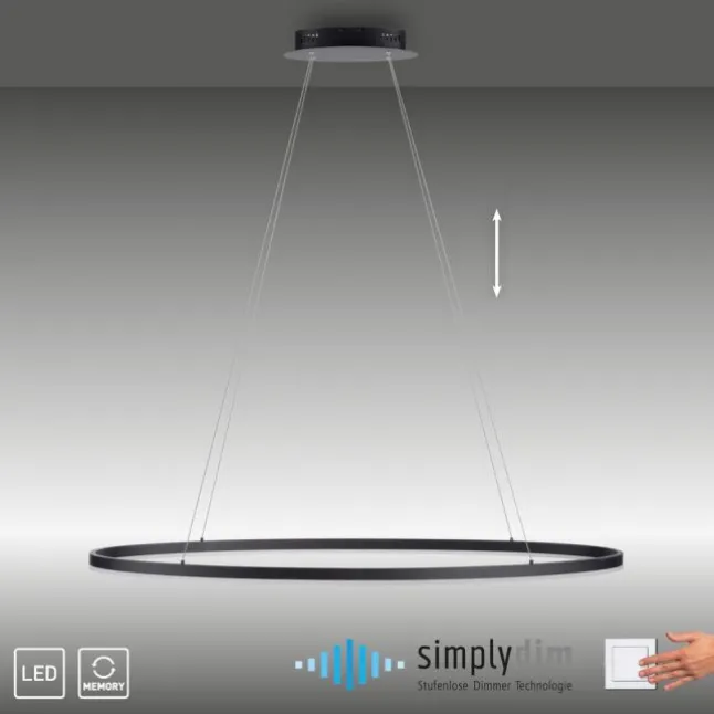 LED Pendelleuchte oval 56x56 anthrazit dimmbar Memoryfunktion