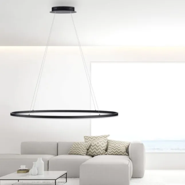 LED Pendelleuchte oval 56x56 anthrazit dimmbar Memoryfunktion