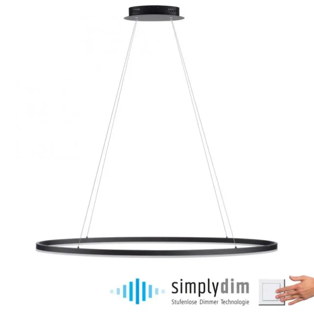 LED Pendelleuchte oval 56x56 anthrazit dimmbar Memoryfunktion