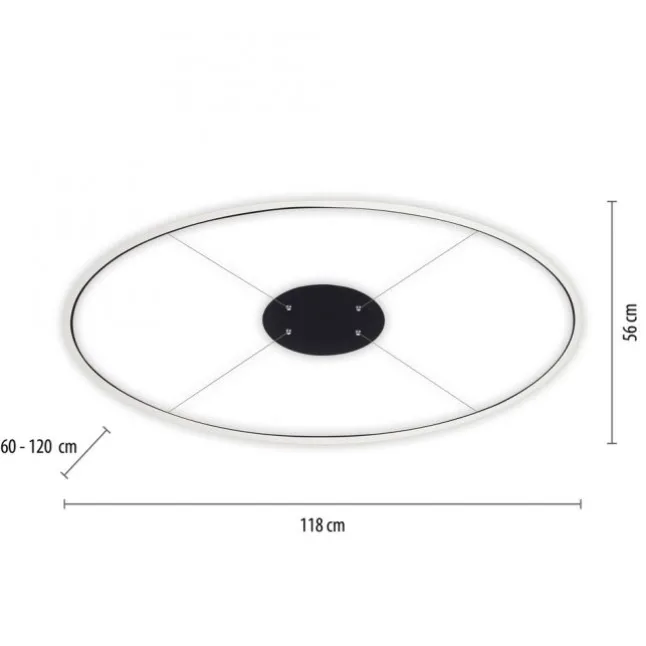 LED Pendelleuchte oval 56x56 anthrazit dimmbar Memoryfunktion