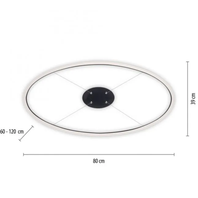 LED Pendelleuchte oval 40x40 anthrazit dimmbar Memoryfunktion