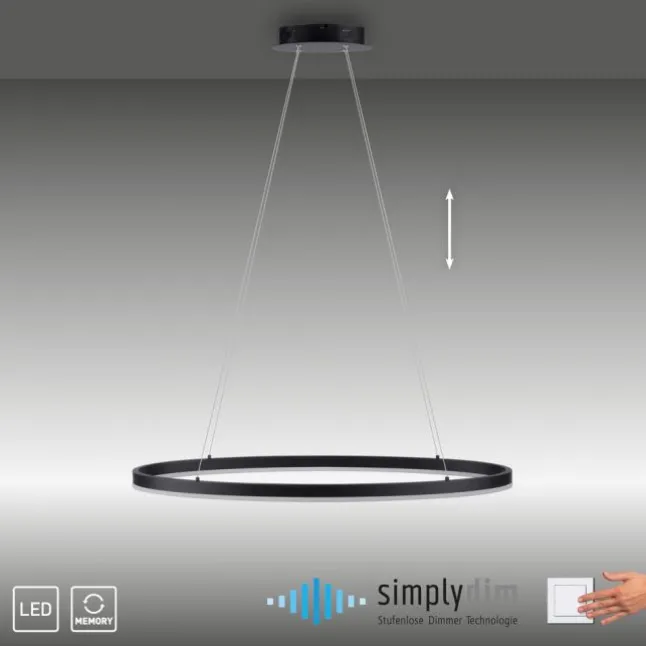 LED Pendelleuchte oval 40x40 anthrazit dimmbar Memoryfunktion