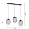 LED Pendelleuchte Rauchglas getönt 3 flammig retro Design oval Esszimmer
