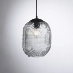 LED Pendelleuchte Rauchglas getönt 3 flammig retro Design oval Esszimmer