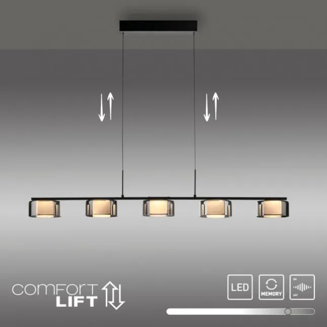 LED Pendelleuchte RIKA schwarz dimmbar höhenverstellbar Memoryfunktion