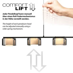 LED Pendelleuchte RIKA schwarz dimmbar höhenverstellbar Memoryfunktion