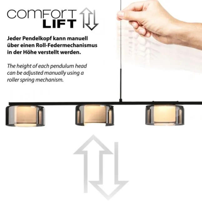 LED Pendelleuchte RIKA schwarz dimmbar höhenverstellbar Memoryfunktion