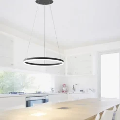 LED Pendelleuchte, rund, anthrazitfarben, Dimmfunktion, Memory Funktion