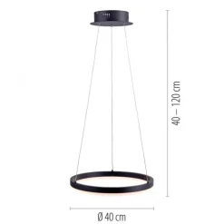 LED Pendelleuchte, rund, anthrazitfarben, Dimmfunktion, Memory Funktion