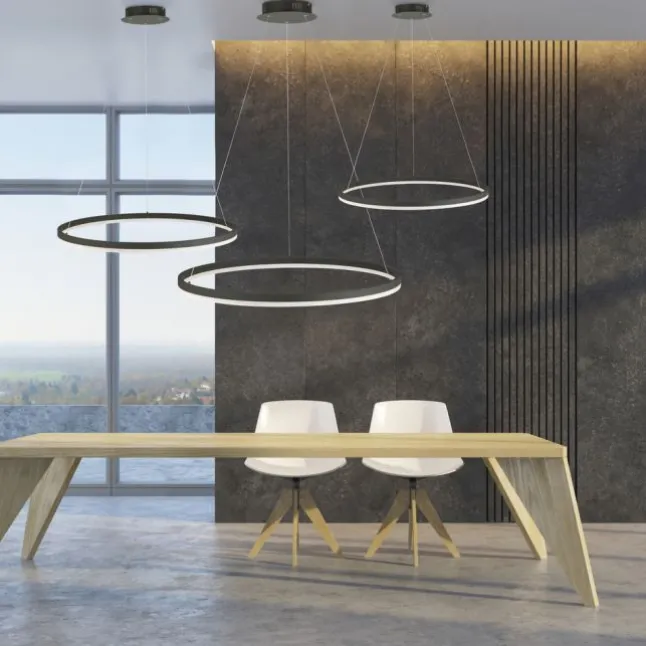 LED Pendelleuchte, rund, anthrazit, Ø 80cm, dimmbar, modern, warmweiß