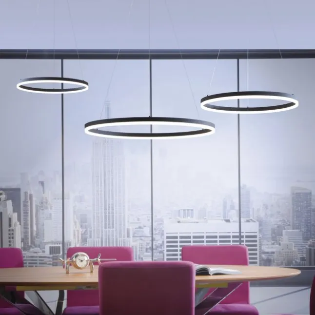 LED Pendelleuchte, rund, anthrazit, Ø 80cm, dimmbar, modern, warmweiß