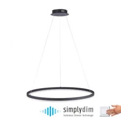 LED Pendelleuchte, rund, anthrazit, Ø 80cm, dimmbar, modern, warmweiß