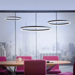 LED Pendelleuchte, rund, anthrazit, Ø 80cm, dimmbar, modern, warmweiß