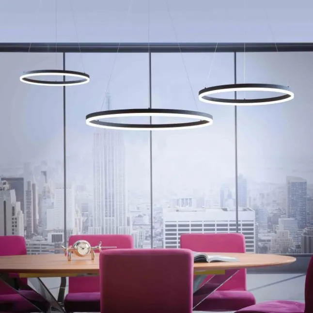 LED Pendelleuchte, rund, anthrazit, Ø 80cm, dimmbar, modern, warmweiß