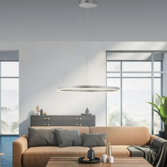 LED Pendelleuchte rund dimmbar aluminium 3 Stufen Dimmung warmweiß
