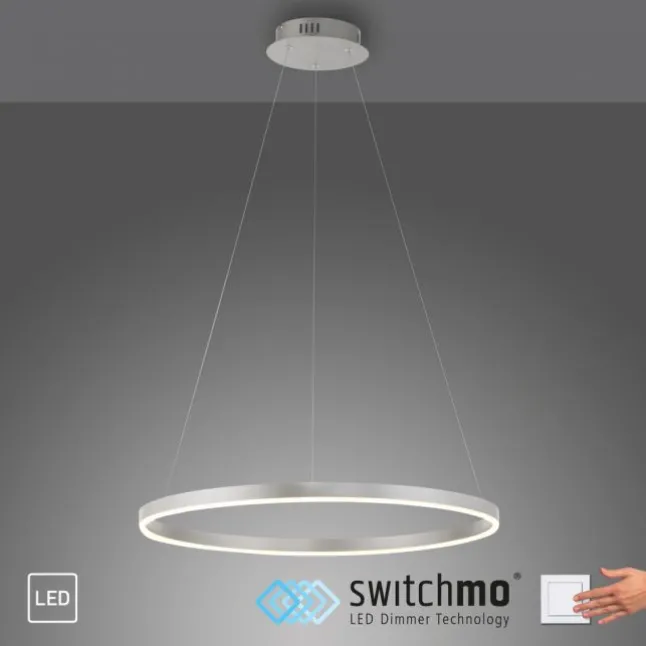LED Pendelleuchte rund dimmbar aluminium 3 Stufen Dimmung warmweiß