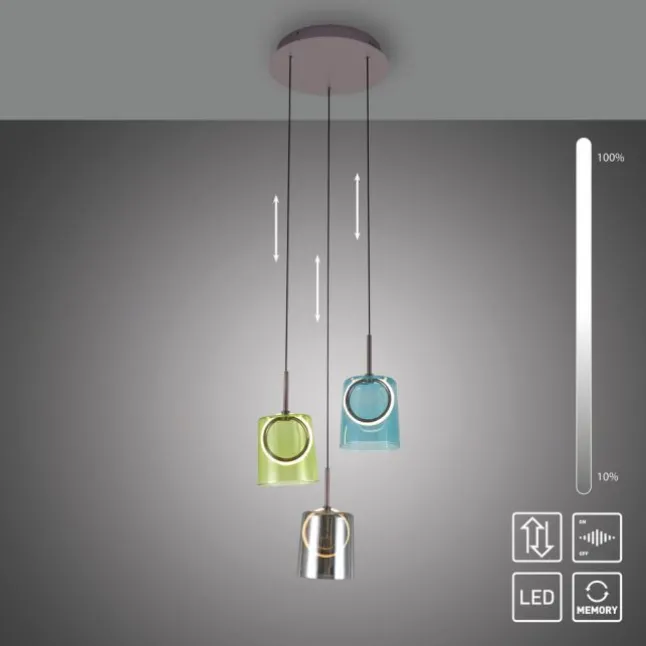 LED Pendelleuchte rund 2 flammig mehrfarbig Metallfarbe Kaffee
