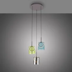 LED Pendelleuchte rund 2 flammig mehrfarbig Metallfarbe Kaffee