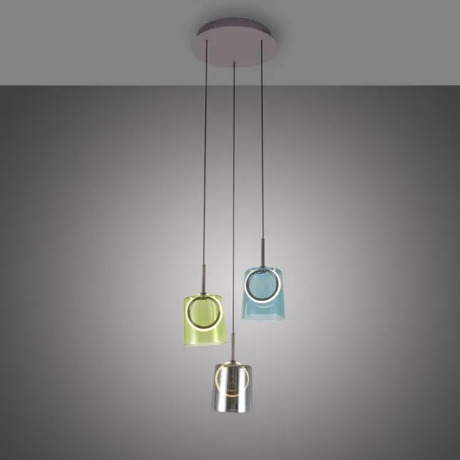 LED Pendelleuchte rund 2 flammig mehrfarbig Metallfarbe Kaffee