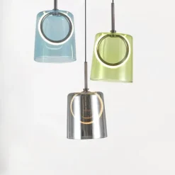 LED Pendelleuchte rund 2 flammig mehrfarbig Metallfarbe Kaffee