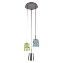 LED Pendelleuchte rund 2 flammig mehrfarbig Metallfarbe Kaffee