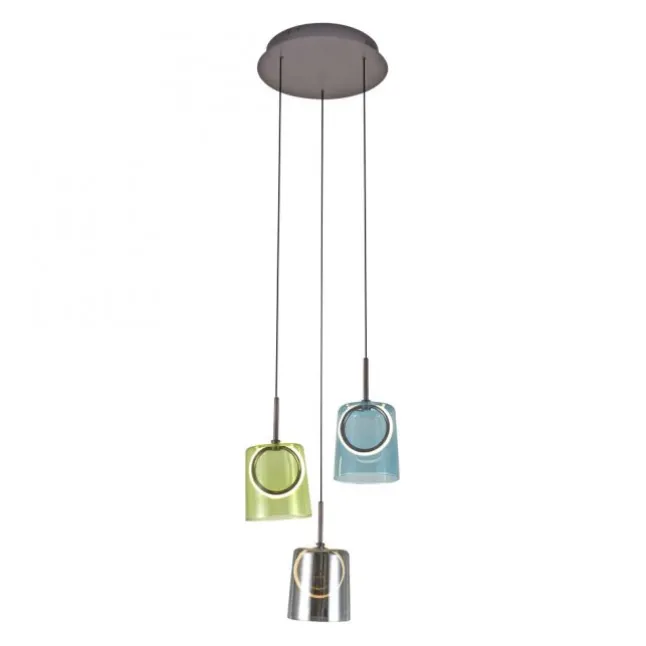 LED Pendelleuchte rund 2 flammig mehrfarbig Metallfarbe Kaffee