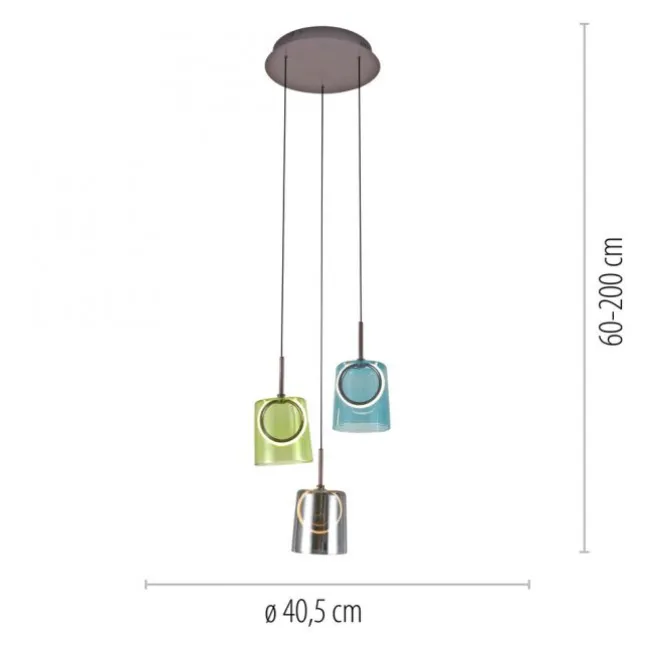 LED Pendelleuchte rund 2 flammig mehrfarbig Metallfarbe Kaffee