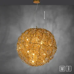 LED Pendelleuchte SAREA goldfarbig aluminium Lichtspiel höhenverstellbar Kunstobjekt