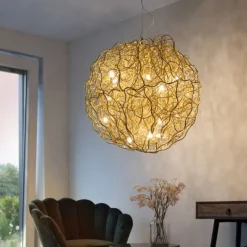 LED Pendelleuchte SAREA goldfarbig aluminium Lichtspiel höhenverstellbar Kunstobjekt