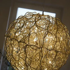 LED Pendelleuchte SAREA goldfarbig aluminium Lichtspiel höhenverstellbar Kunstobjekt